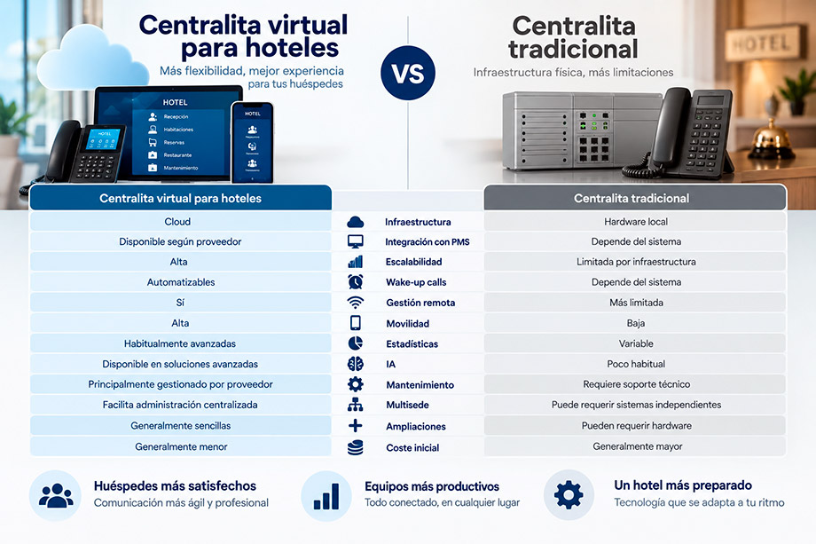 Comparativa centralita virtual para hoteles vs centralita tradicional
